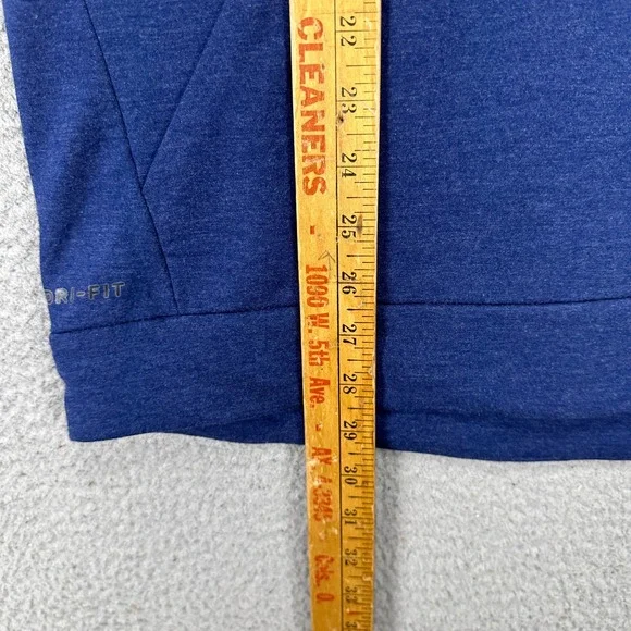 Nike Dri-Fit Mens Hoodie Shirt Large Blue Short Sleeve Drawstring Stretch Swoosh